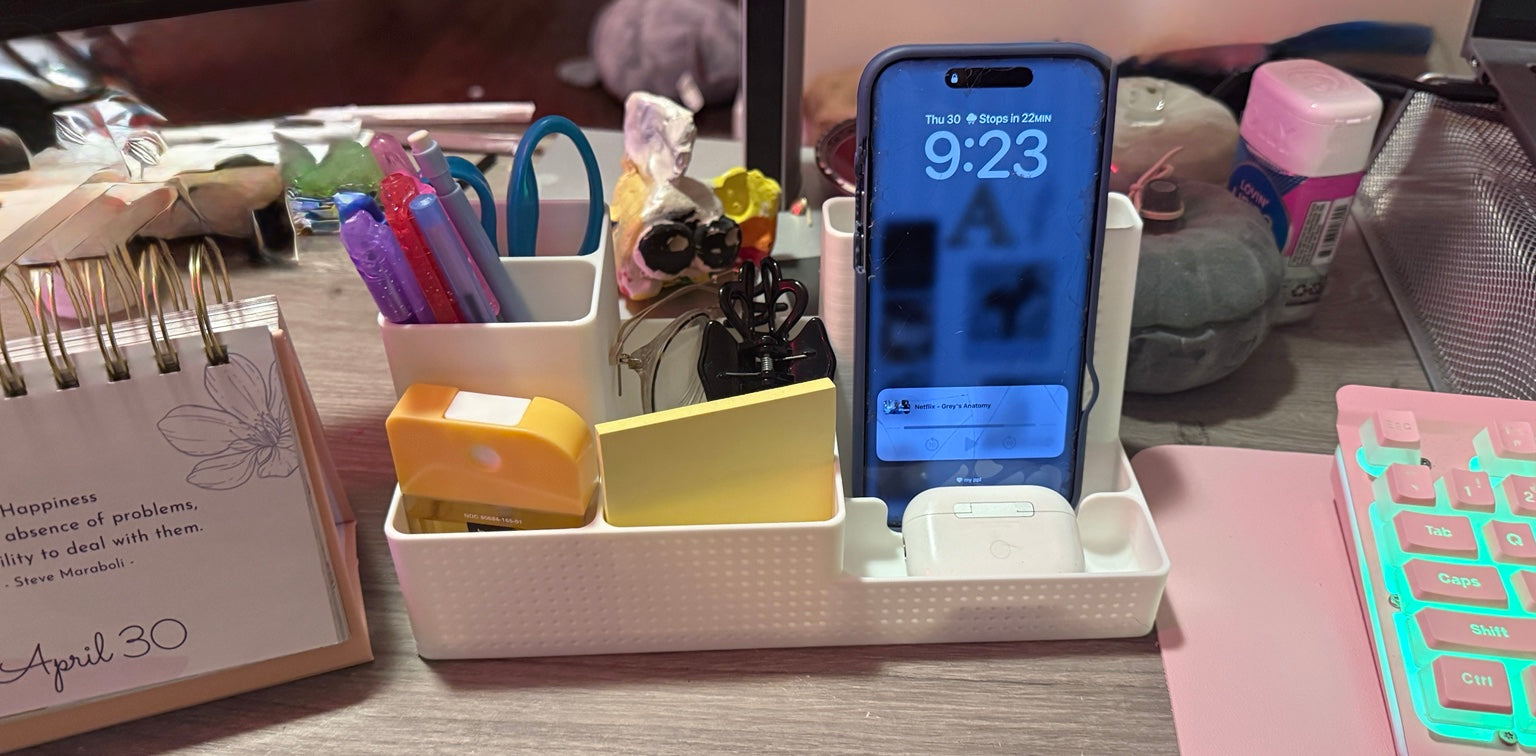 Modern Desk Organizer with Phone Stand | Multi-Compartment Desktop Organizer