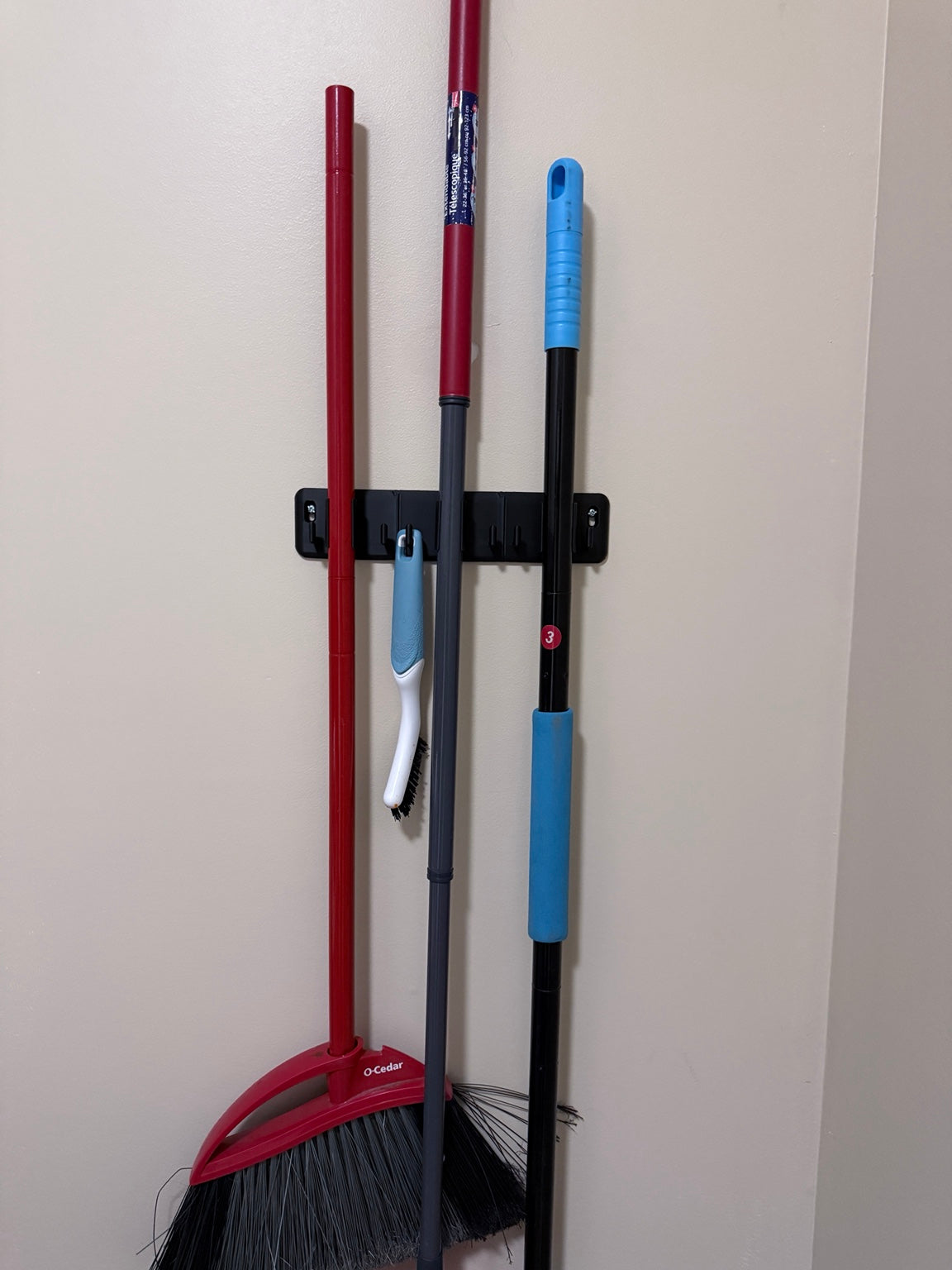 Wall Mounted Broom & Mop Holder | Cleaning Tool Organizer | Garage & Laundry Storage