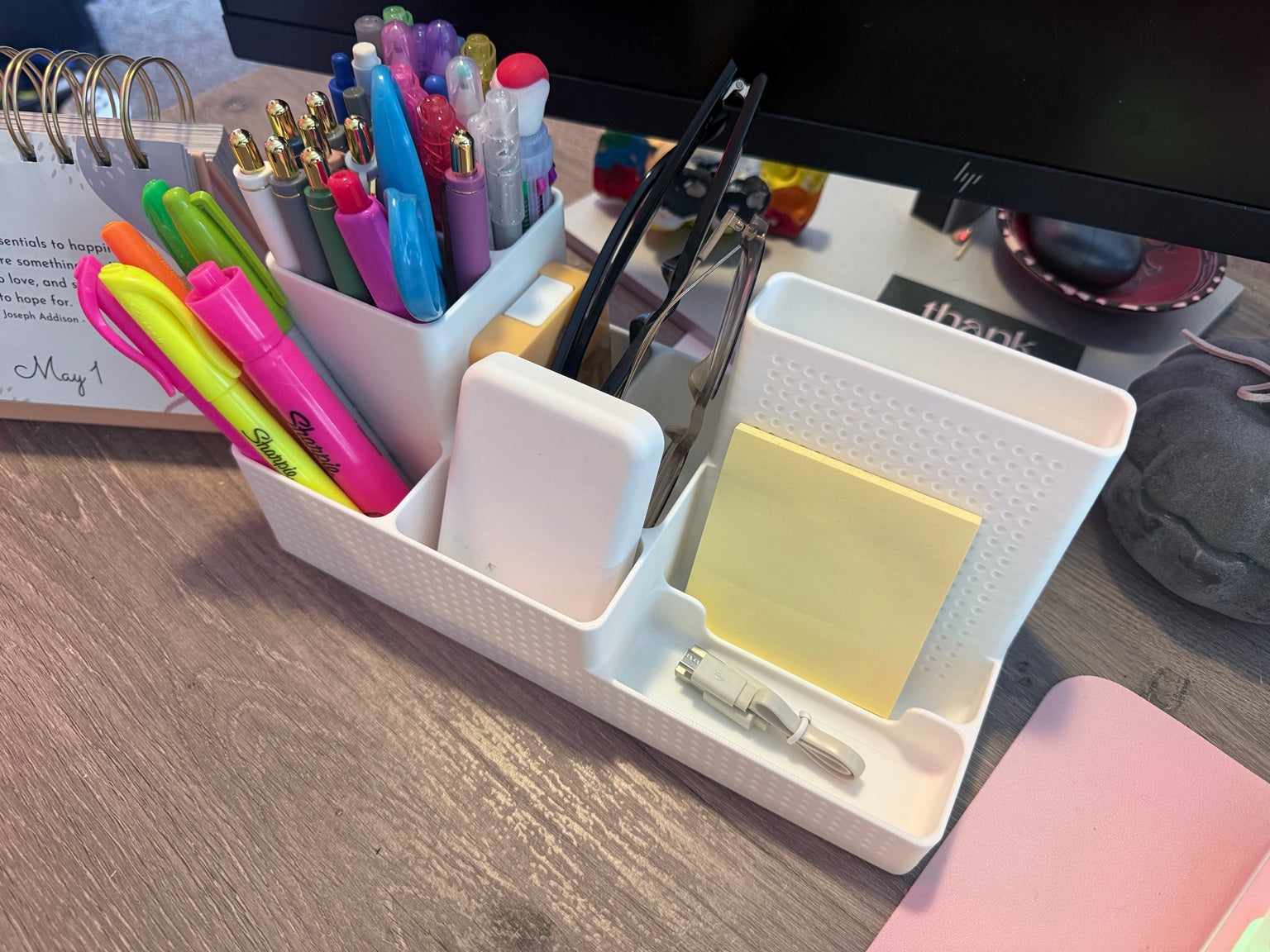 Modern Desk Organizer with Phone Stand | Multi-Compartment Desktop Organizer