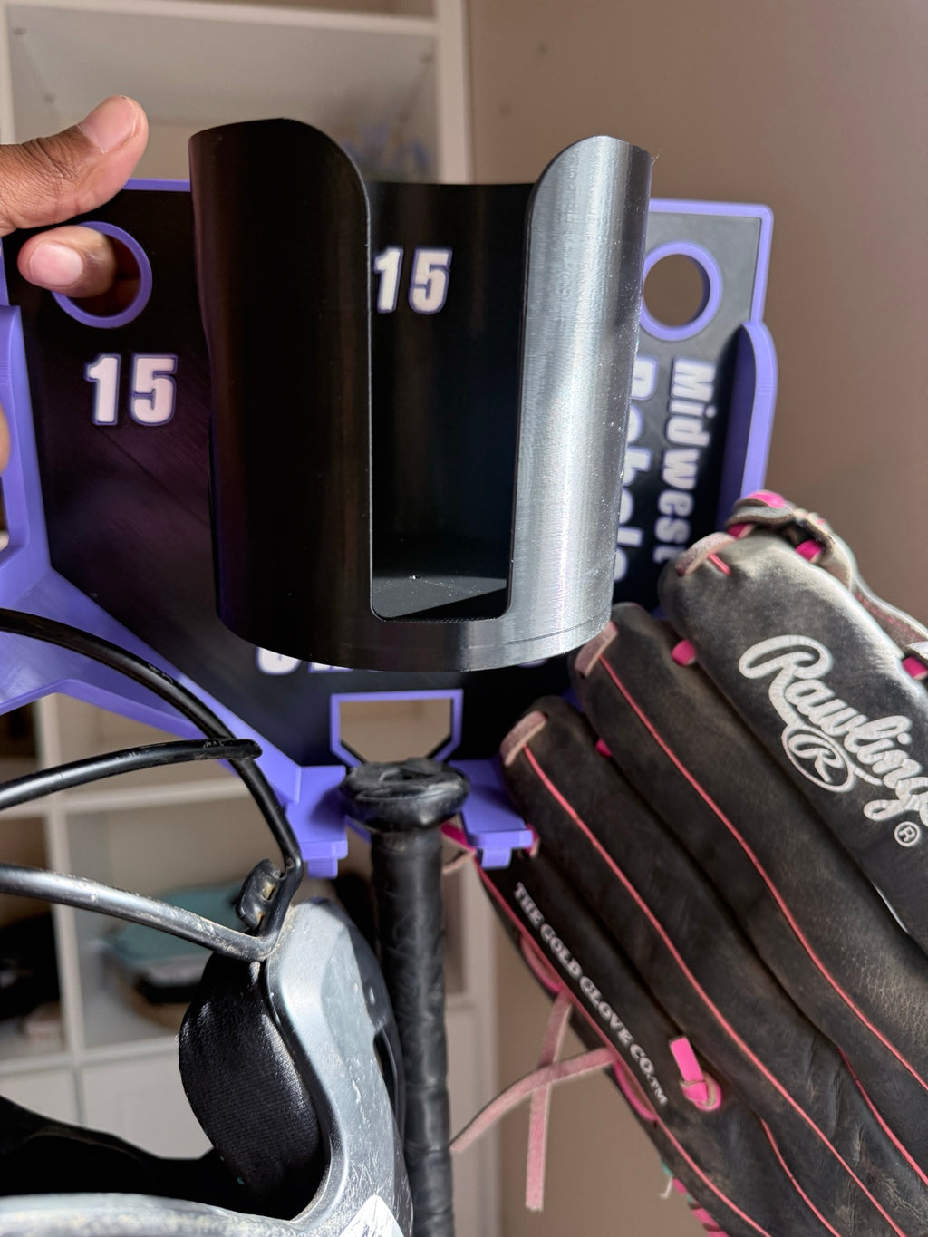 Custom Baseball & Softball Player Organizer | Personalized Bat, Helmet, Glove & Tumbler Holder