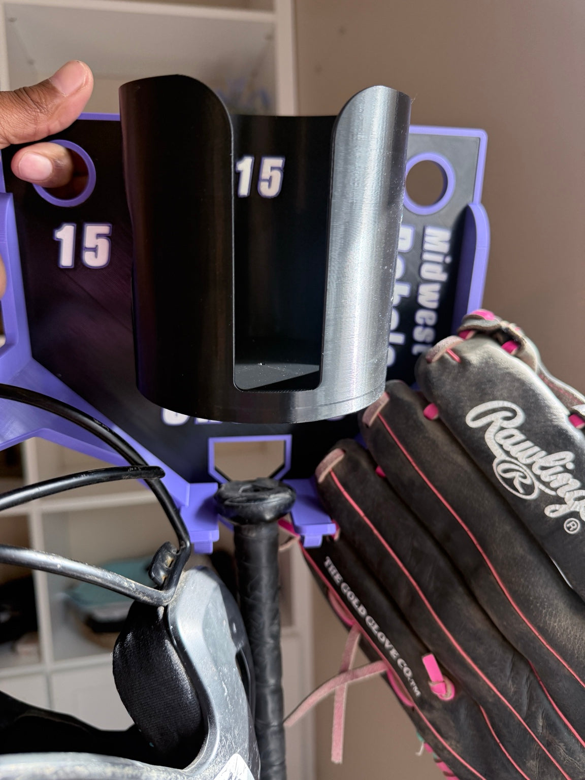 Custom Baseball & Softball Player Organizer | Personalized Bat, Helmet, Glove & Tumbler Holder