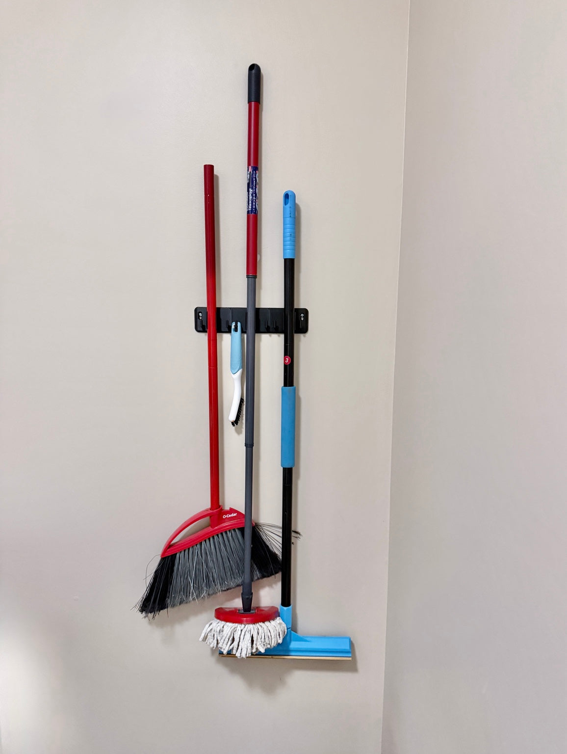 Wall Mounted Broom & Mop Holder | Cleaning Tool Organizer | Garage & Laundry Storage