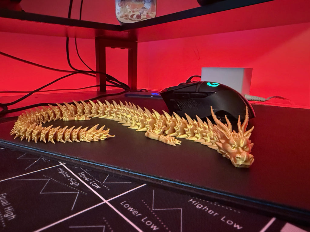 Articulated Crystal Dragon Fidget | Flexible 3D Printed Dragon