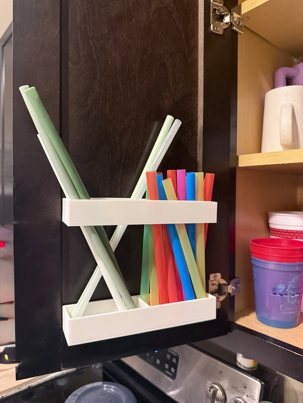 Cabinet Straw Organizer | Reusable Straw Storage Holder | Kitchen Organization