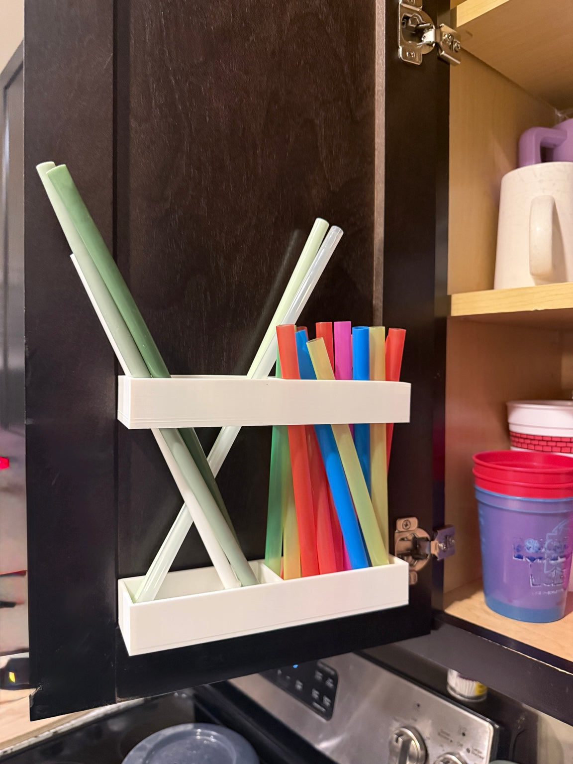 Cabinet Straw Organizer | Reusable Straw Storage Holder | Kitchen Organization