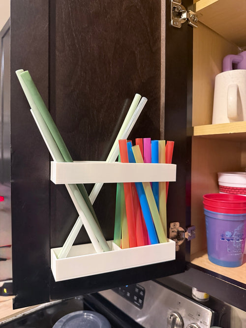 Cabinet Straw Organizer | Reusable Straw Storage Holder | Kitchen Organization