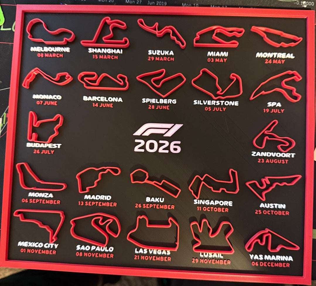 2026 F1 Race Track Wall Art | Formula 1 Circuit Display | 3D Printed Decor