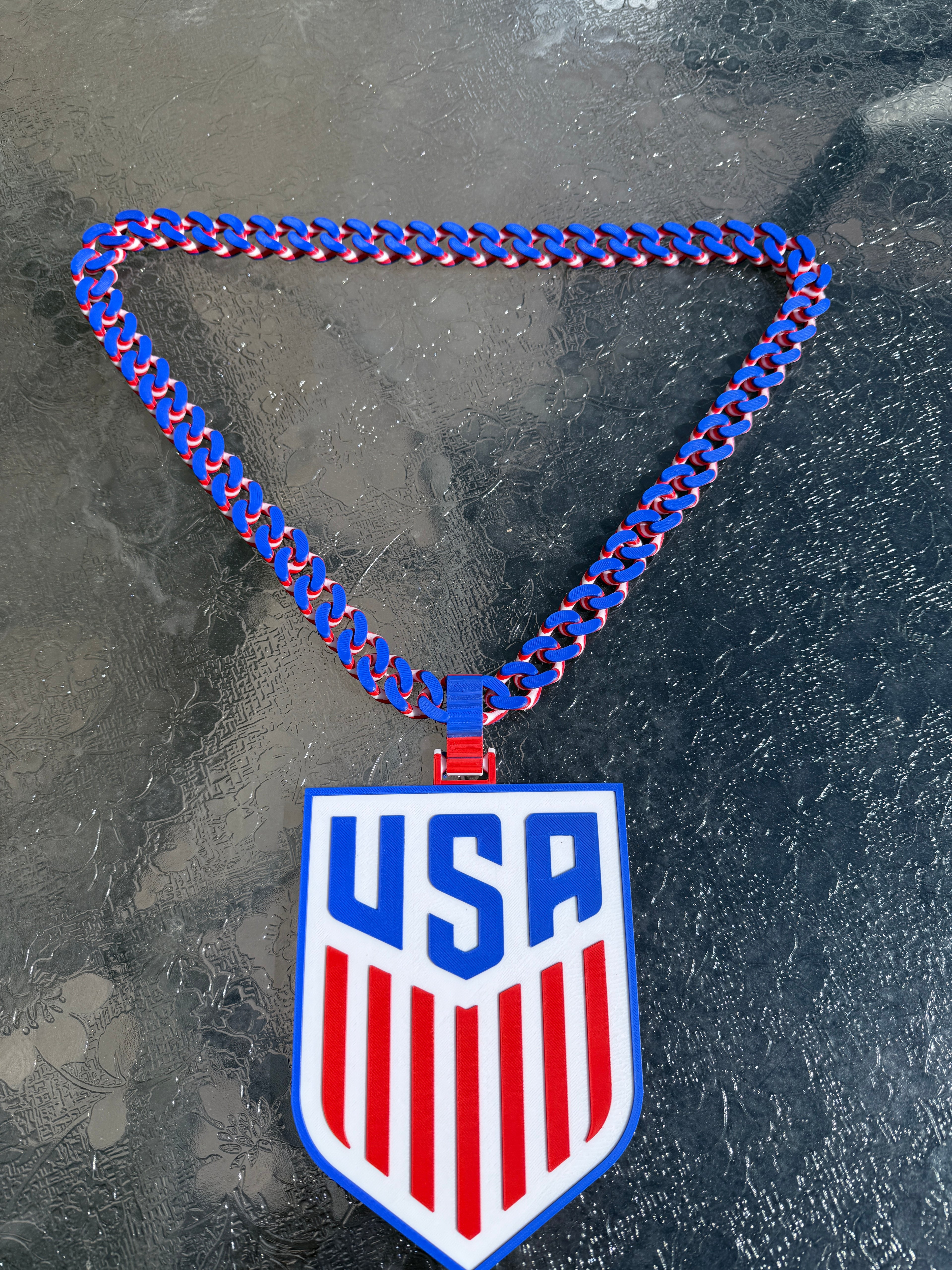 USA Hype Chain Necklace | 3D Printed Soccer Fan Chain | Team USA Sports Chain
