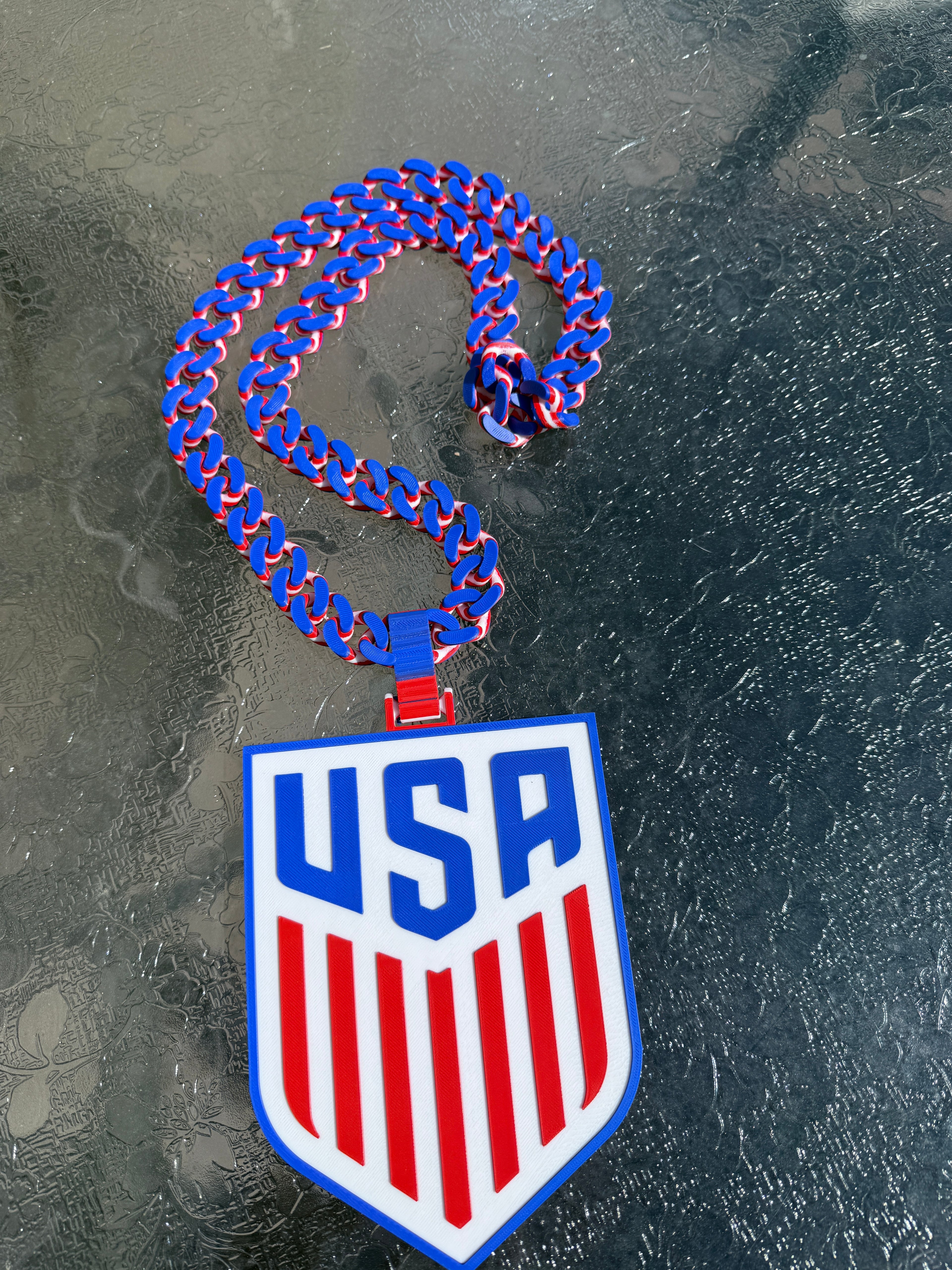 USA Hype Chain Necklace | 3D Printed Soccer Fan Chain | Team USA Sports Chain