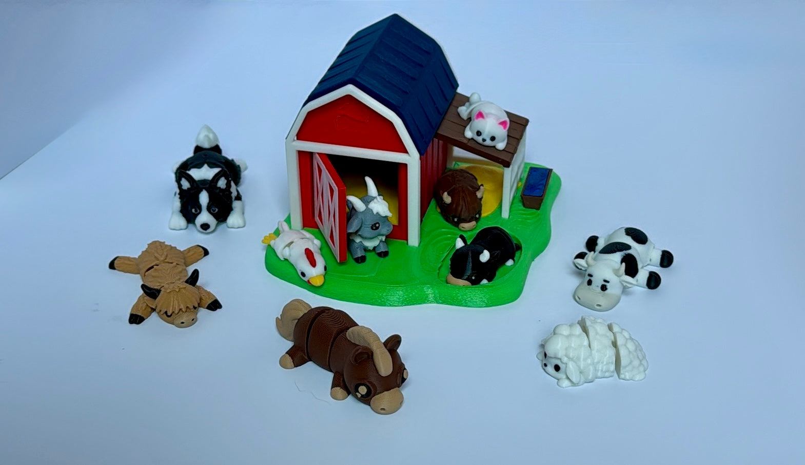 3D Printed Farm Play Set | Barn & Farm Animals | Montessori Sensory Toy