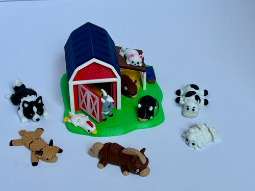 3D Printed Farm Play Set | Barn & Farm Animals | Montessori Sensory Toy
