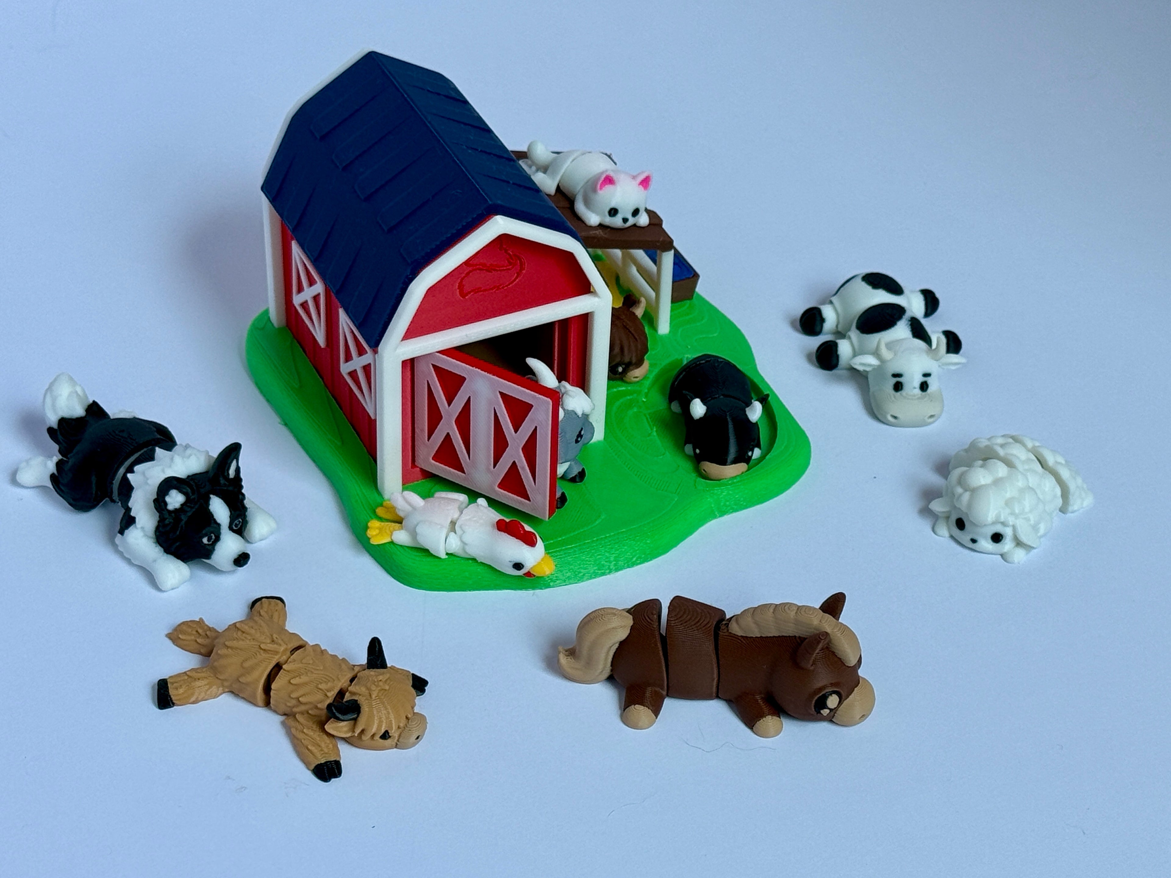 3D Printed Farm Play Set | Barn & Farm Animals | Montessori Sensory Toy