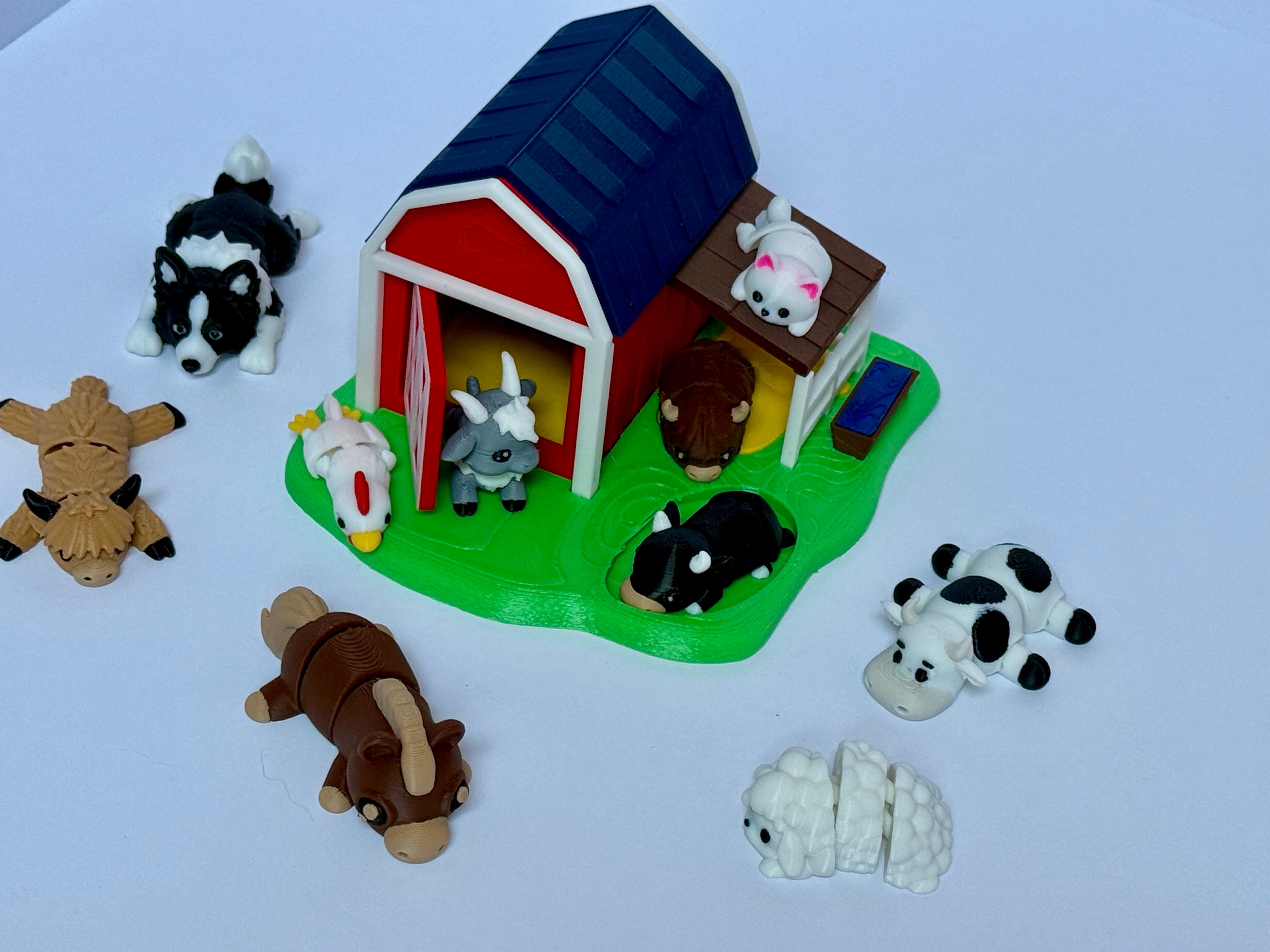 3D Printed Farm Play Set | Barn & Farm Animals | Montessori Sensory Toy